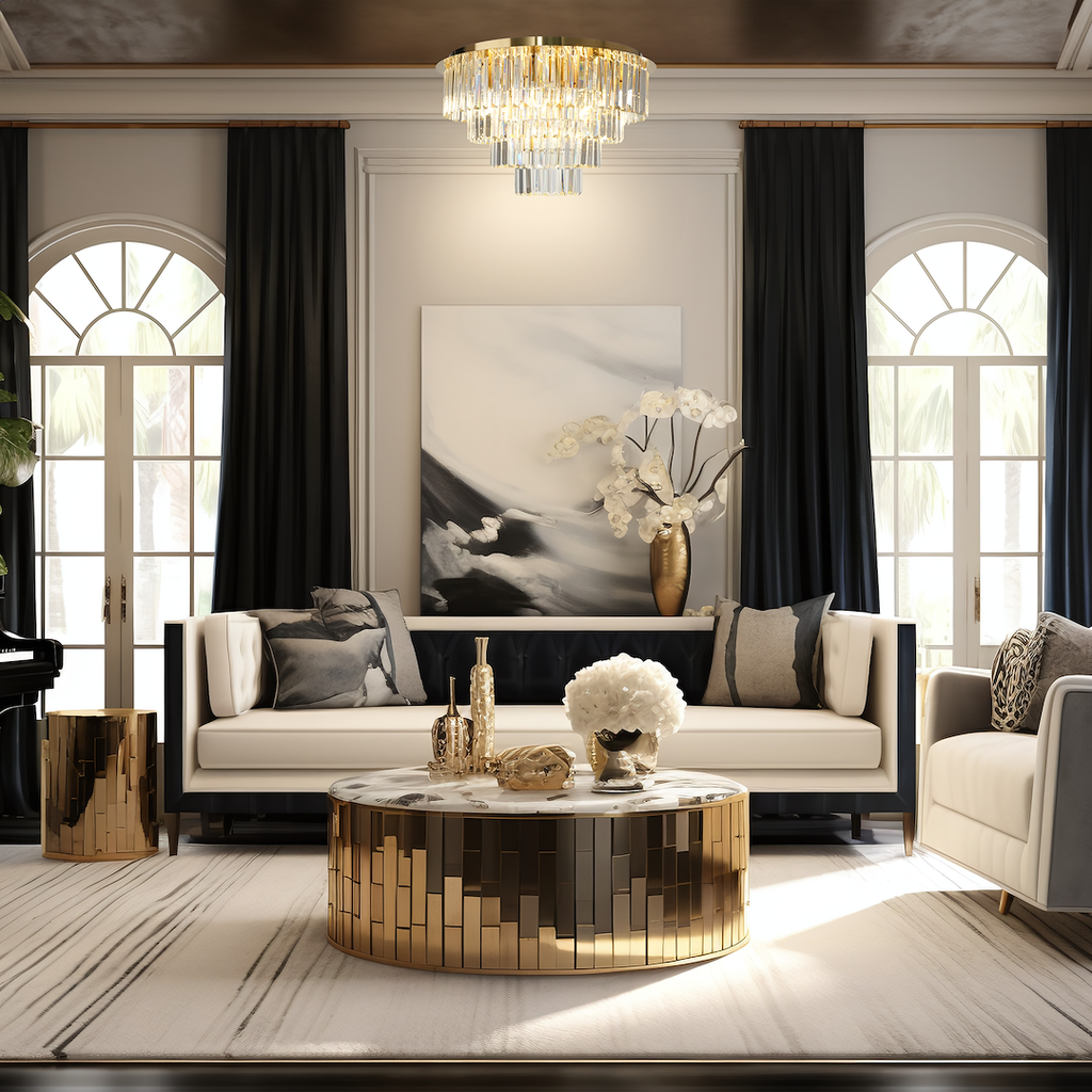 Deckenleuchte MILANO 60 cm Kristall & Gold (9x E14) - Milagro