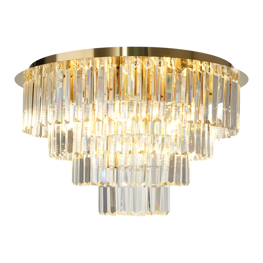 Deckenleuchte MILANO 60 cm Kristall & Gold (9x E14) - Milagro