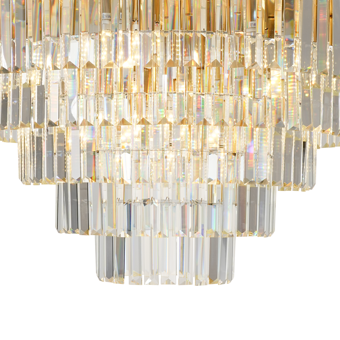 Deckenleuchte MILANO 75 cm Kristall & Gold (12x E14) - Milagro