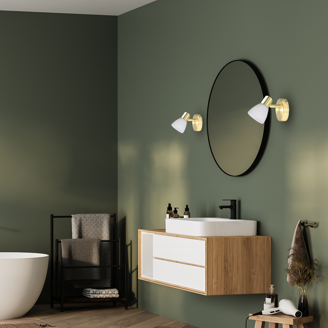 Wandleuchte JOTA Gold & Weißes Glas (1x E14) - Milagro