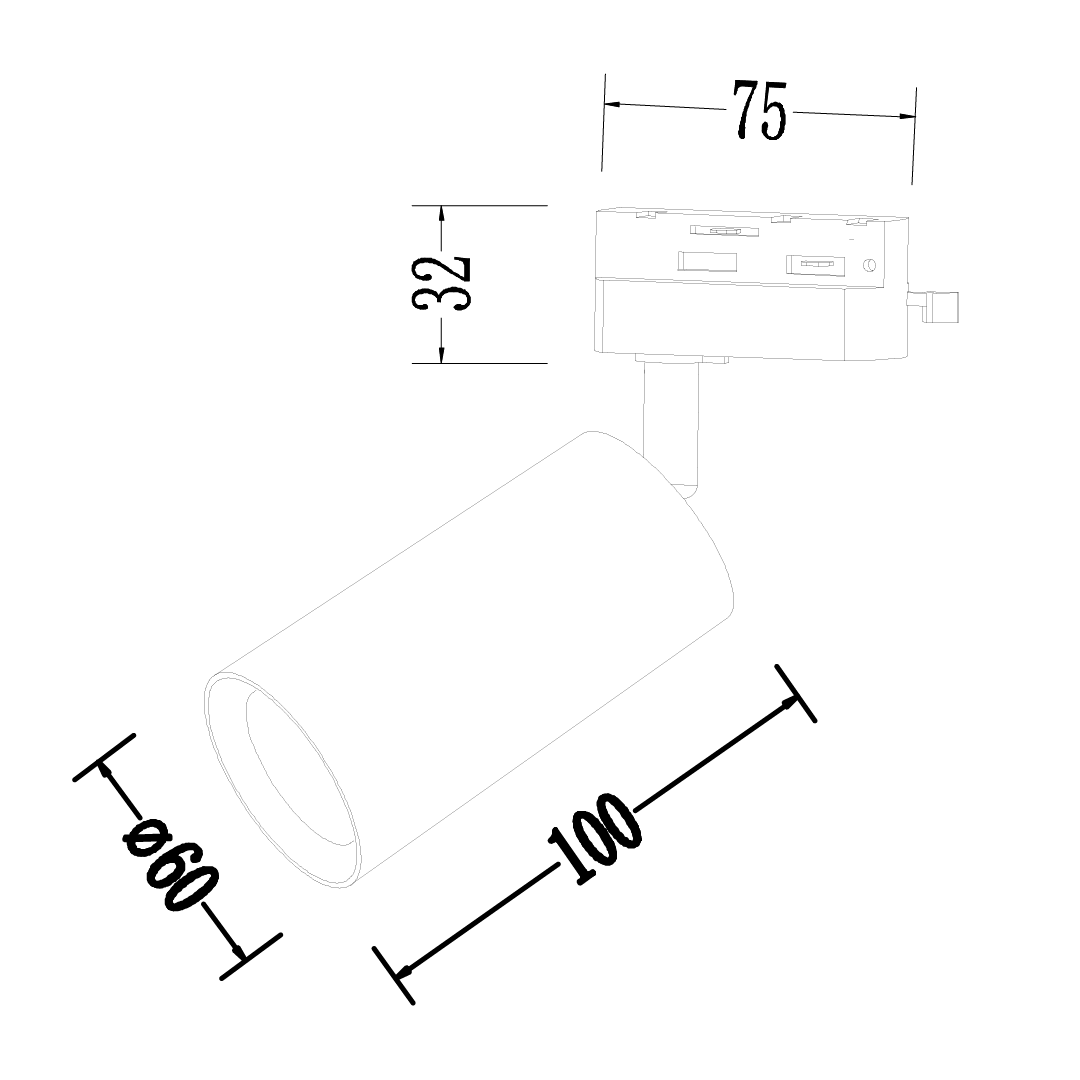 1-Phasen Decken Spot / Strahler PIPE Track Weiß (1x GU10) - Milagro