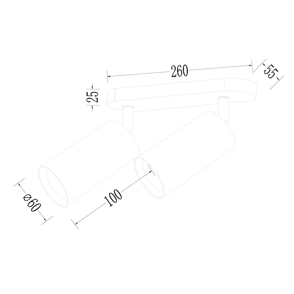 Decken Spot / Strahler PIPE Weiß (2x GU10) - Milagro