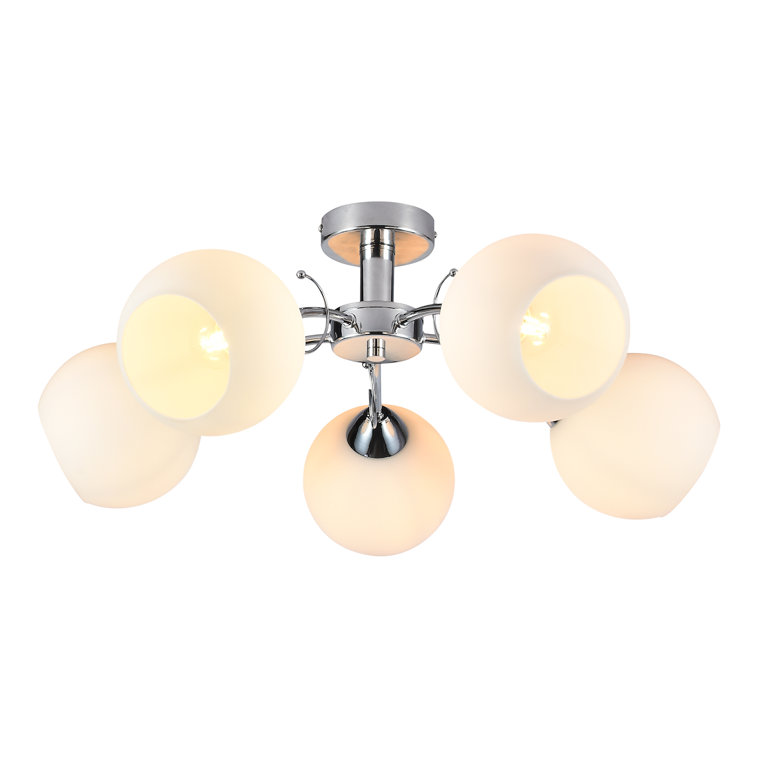 Deckenleuchte Spot Balken OSLO (5x E27) Chrom & Glas satiniert - Milagro