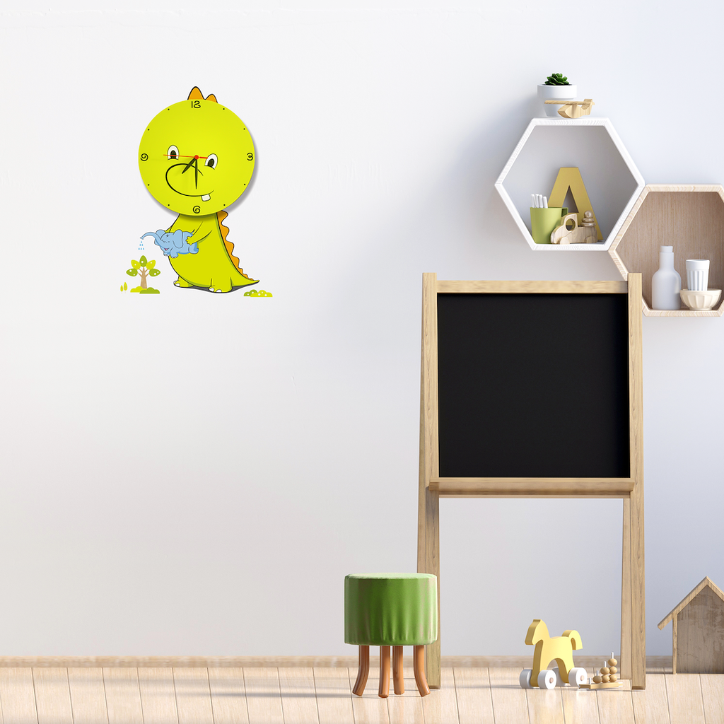 Kinder-Wandleuchte DRACHE mit LED Uhr (Batteriebetrieben) LED mit Aufklebern - Milagro