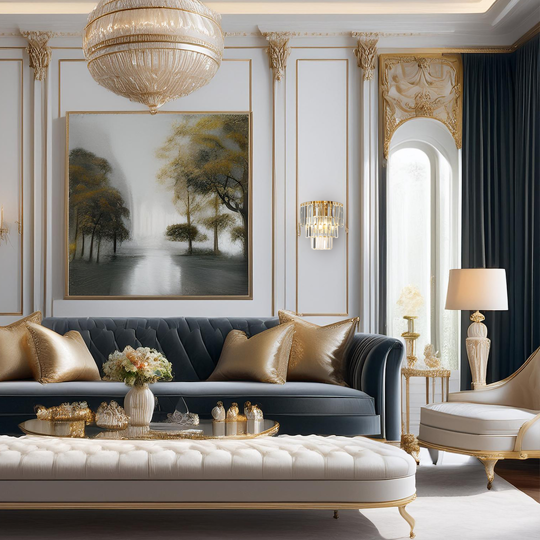 Wandleuchte MILANO Gold & Kristall (2x E14) - Milagro