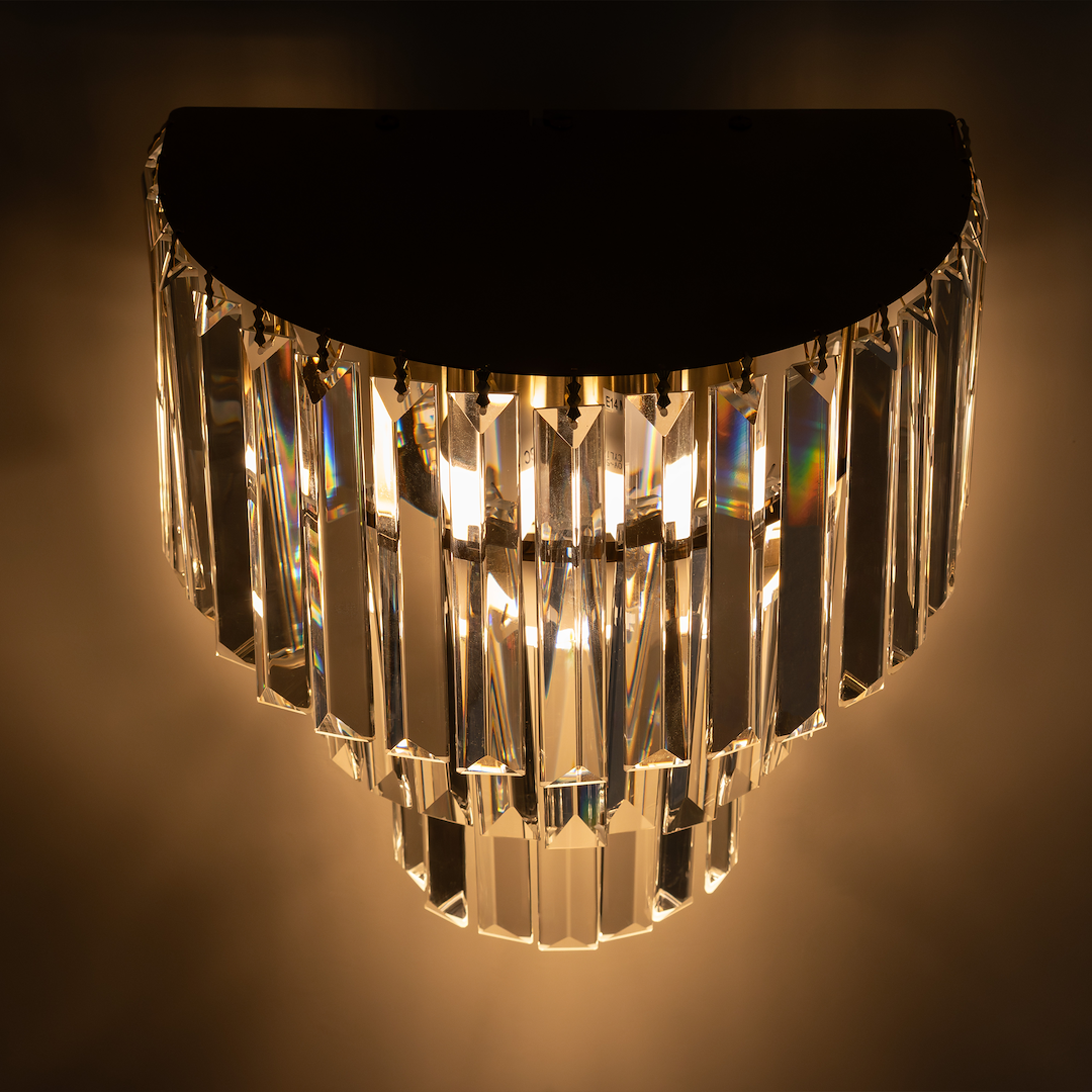 Wandleuchte MILANO Gold & Kristall (2x E14) - Milagro