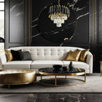Pendelleuchte / Kronleuchter CRISTAL Schwarz & Gold, Kristall (5x E14) - Milagro