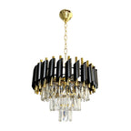Pendelleuchte / Kronleuchter CRISTAL Schwarz & Gold, Kristall (5x E14) - Milagro