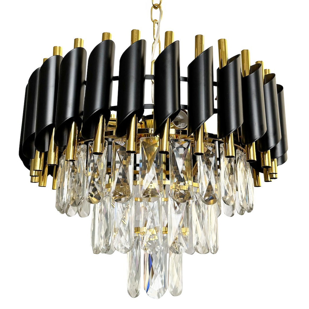 Pendelleuchte / Kronleuchter CRISTAL Schwarz & Gold, Kristall (5x E14) - Milagro