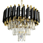 Pendelleuchte / Kronleuchter CRISTAL Schwarz & Gold, Kristall (5x E14) - Milagro