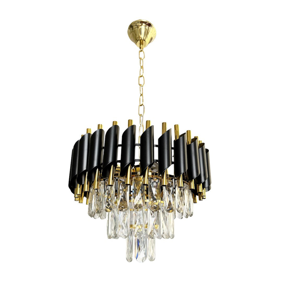 Pendelleuchte / Kronleuchter CRISTAL Schwarz & Gold, Kristall (5x E14) - Milagro