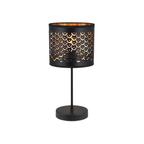 Tischleuchte MORGAN Schwarz & Gold Stoff (1x E27) - Milagro