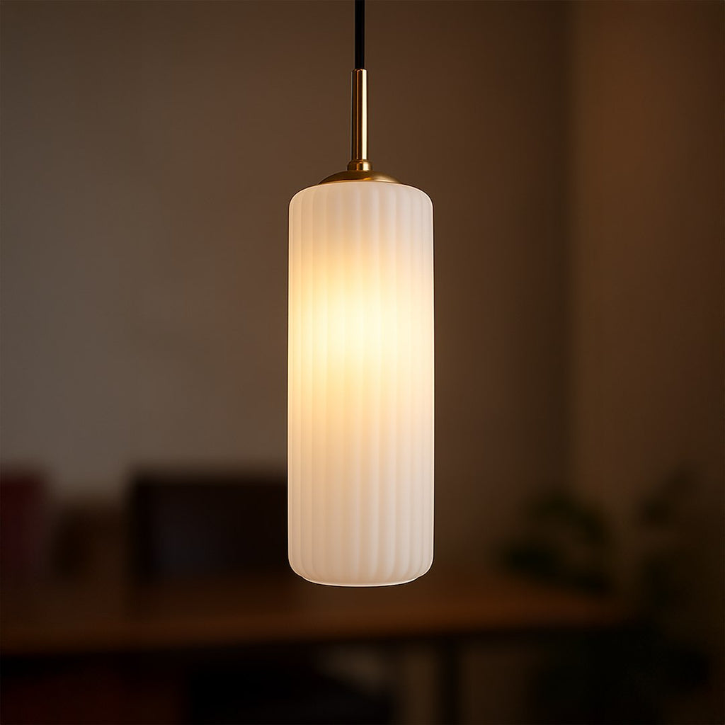 Pendelleuchte VESTA Glas Weiß & Gold (1x E27) - Milagro