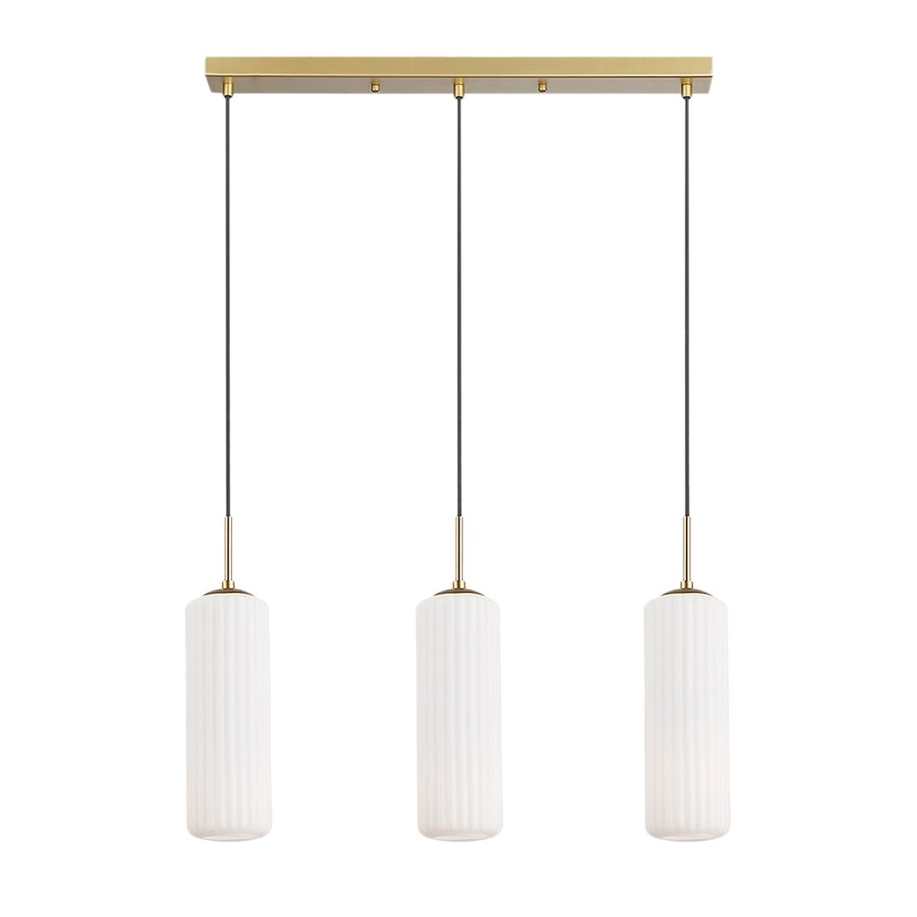 Pendelleuchte VESTA Glas Weiß & Gold (3x E27) - Milagro