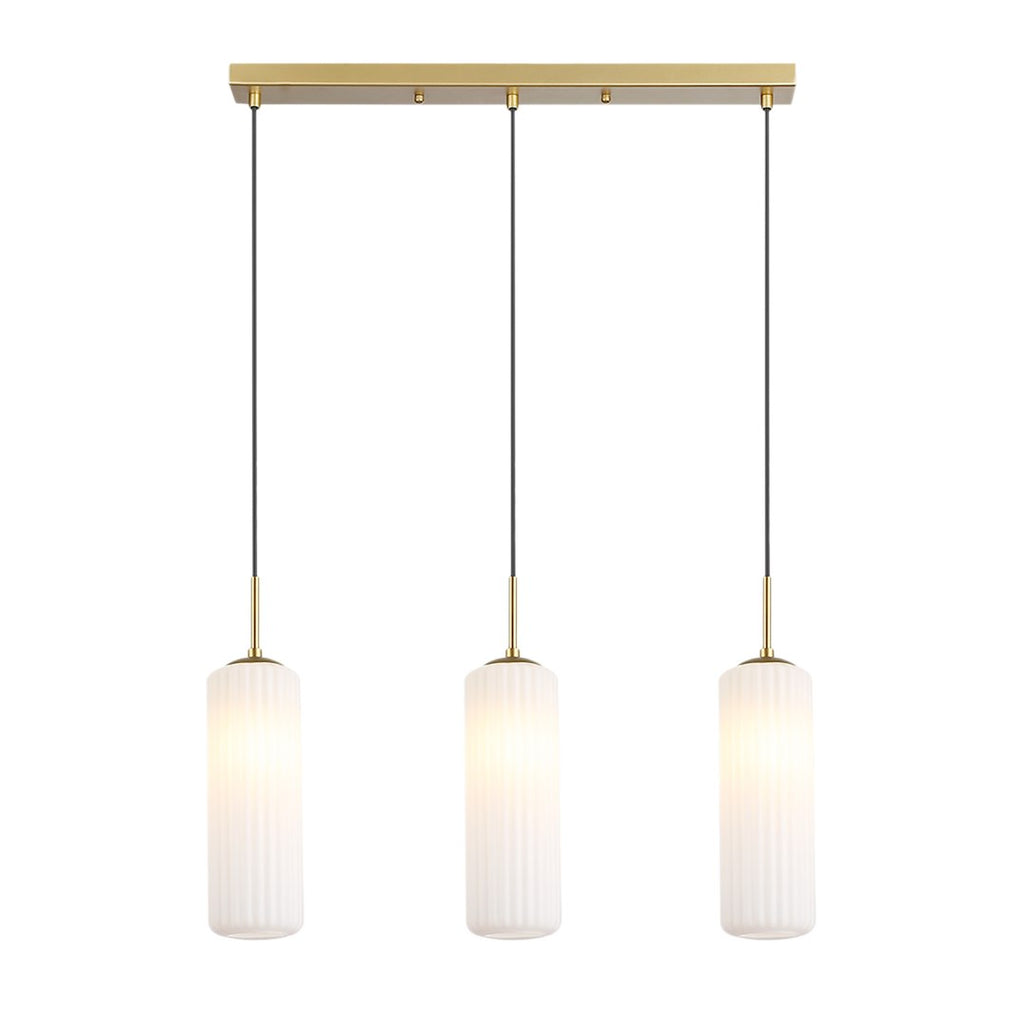 Pendelleuchte VESTA Glas Weiß & Gold (3x E27) - Milagro