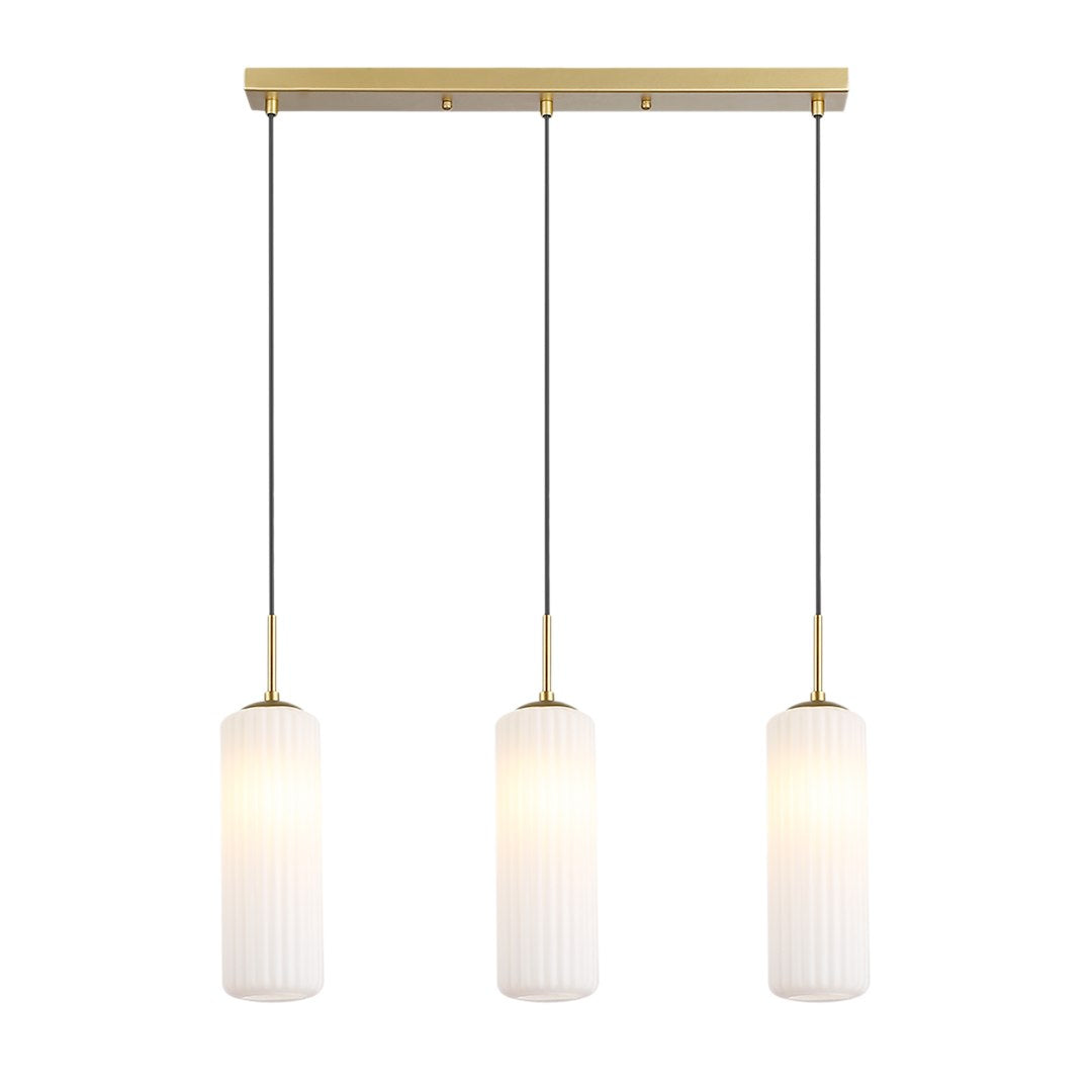 Pendelleuchte VESTA Glas Weiß & Gold (3x E27) - Milagro