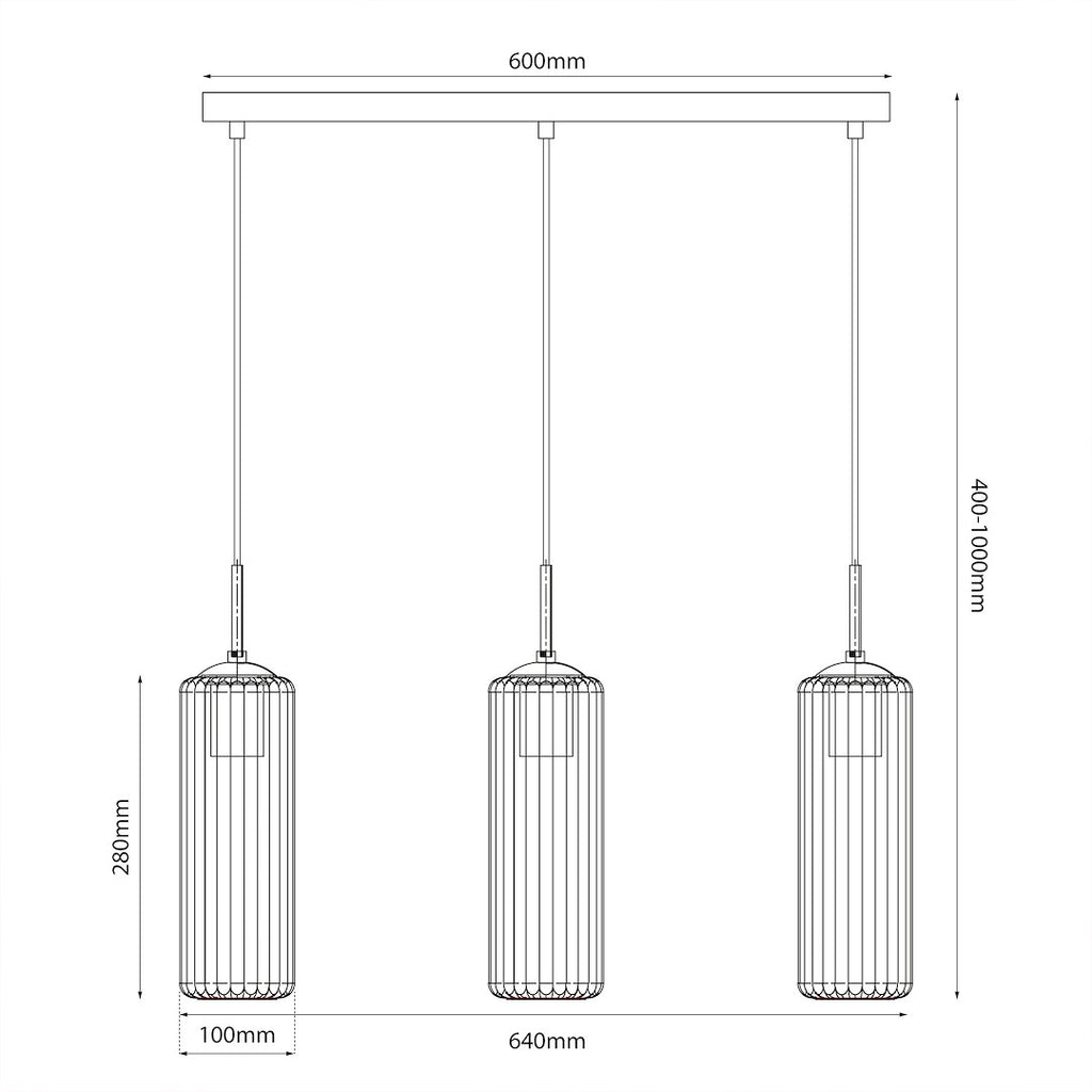 Pendelleuchte VESTA Glas Weiß & Gold (3x E27) - Milagro