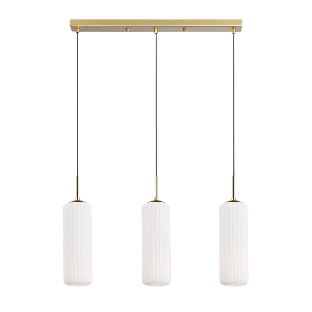 Pendelleuchte VESTA Glas Weiß & Gold (3x E27) - Milagro