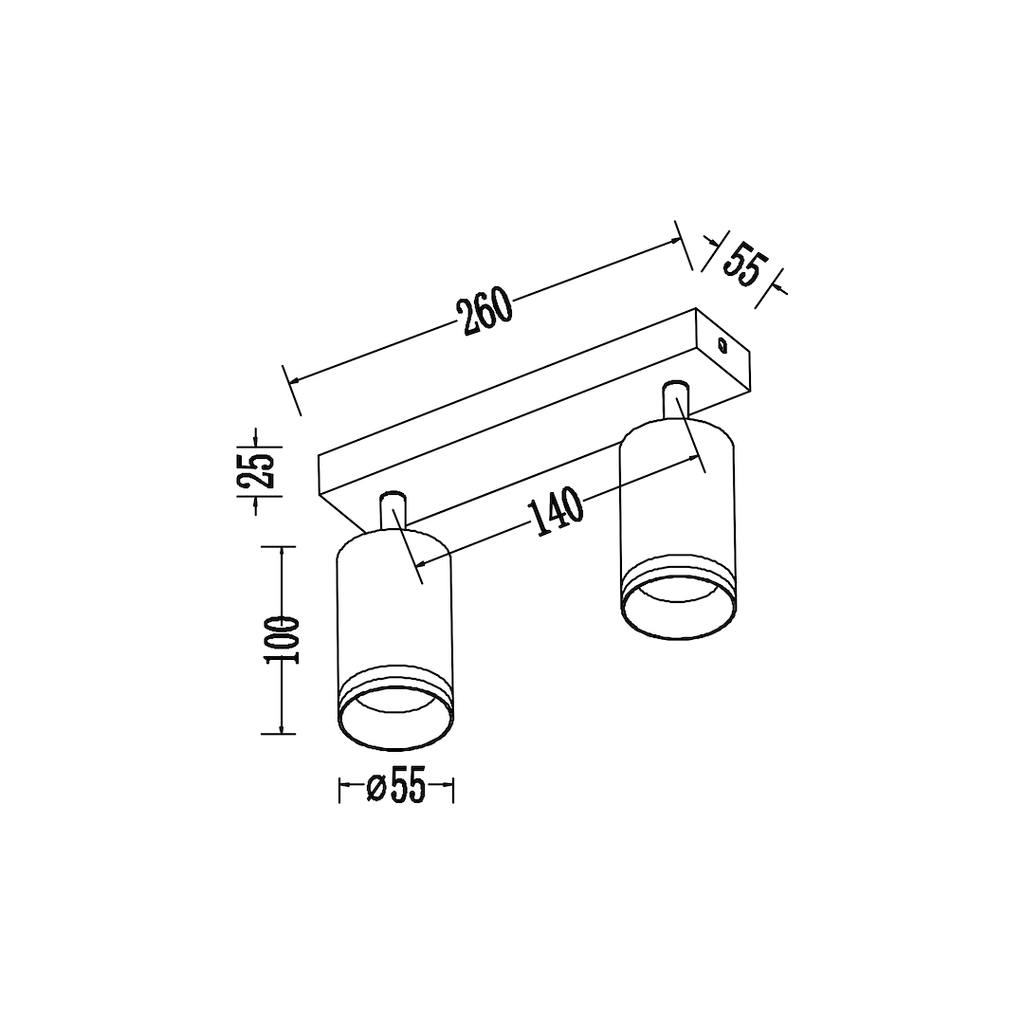 Decken Spot / Strahler RING Schwarz (2x GU10) - Milagro