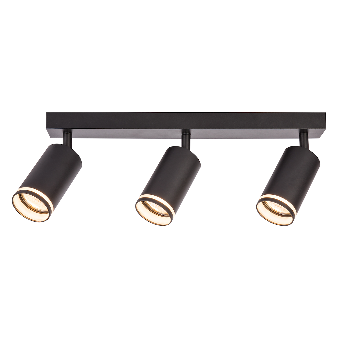 Decken Spot / Strahler RING Schwarz (3x GU10) - Milagro