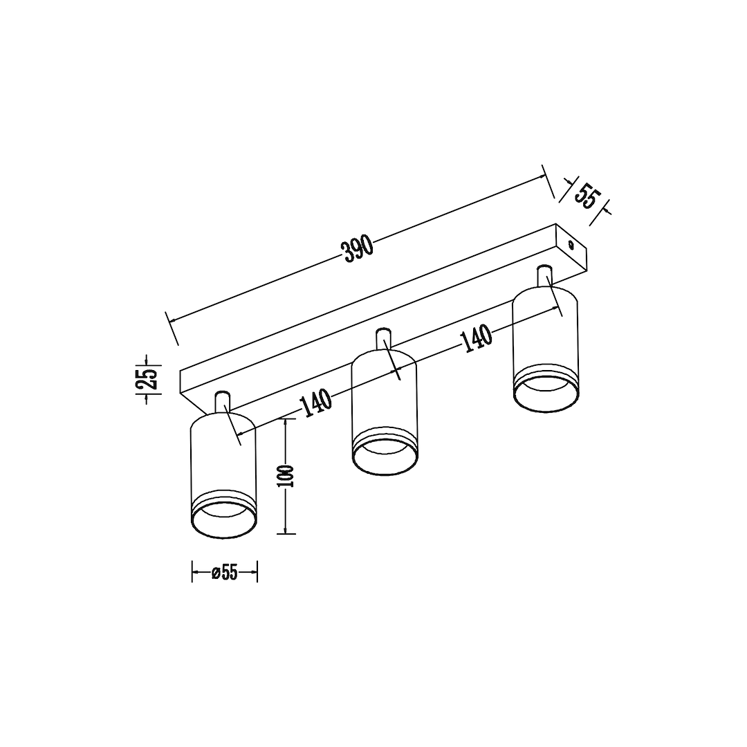 Decken Spot / Strahler RING Weiß (3x GU10) - Milagro