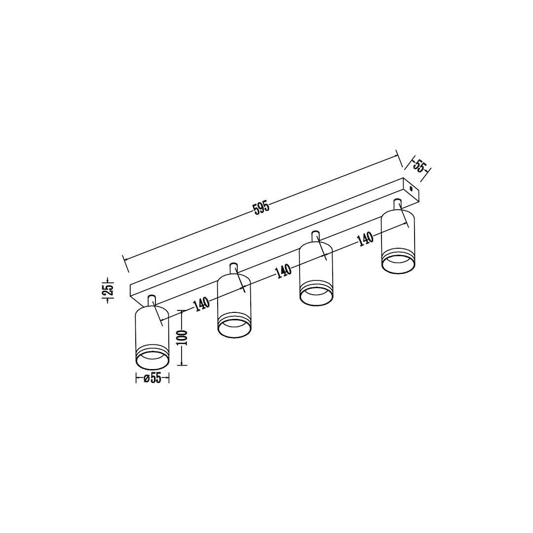 Decken Spot / Strahler RING Schwarz (4x GU10) - Milagro