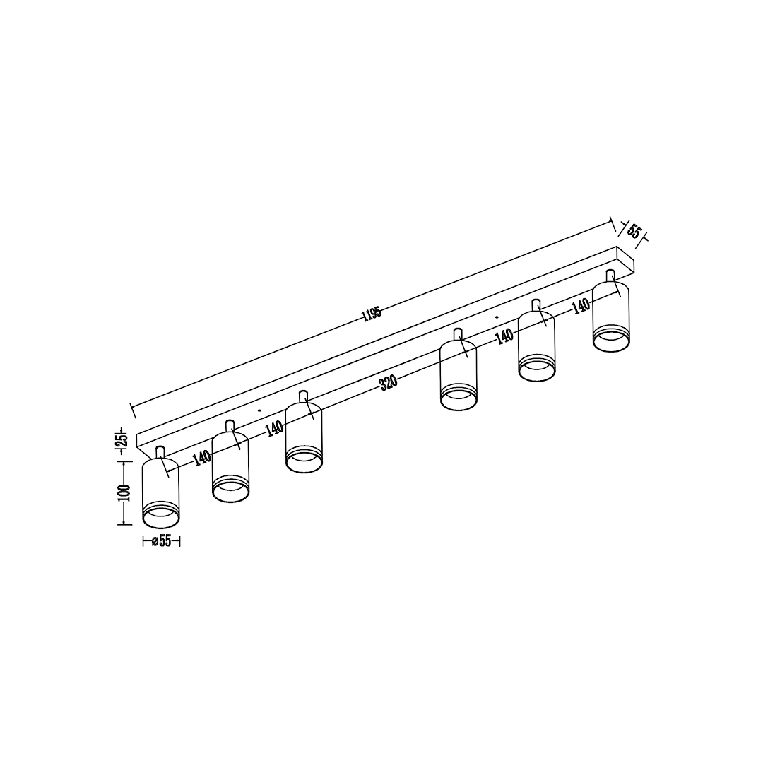 Decken Spot / Strahler RING Schwarz (6x GU10) - Milagro