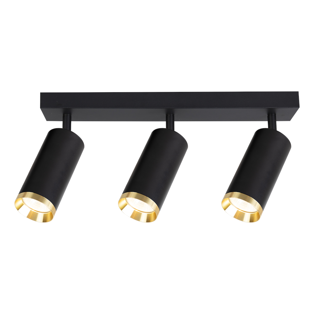Deckenleuchte Spot / Strahler MICA Schwarz & Gold (3x GU10) - Milagro