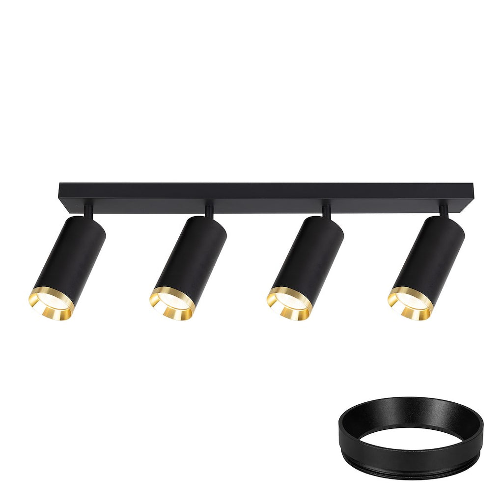 Deckenleuchte Spot / Strahler MICA Schwarz & Gold (4x GU10) - Milagro