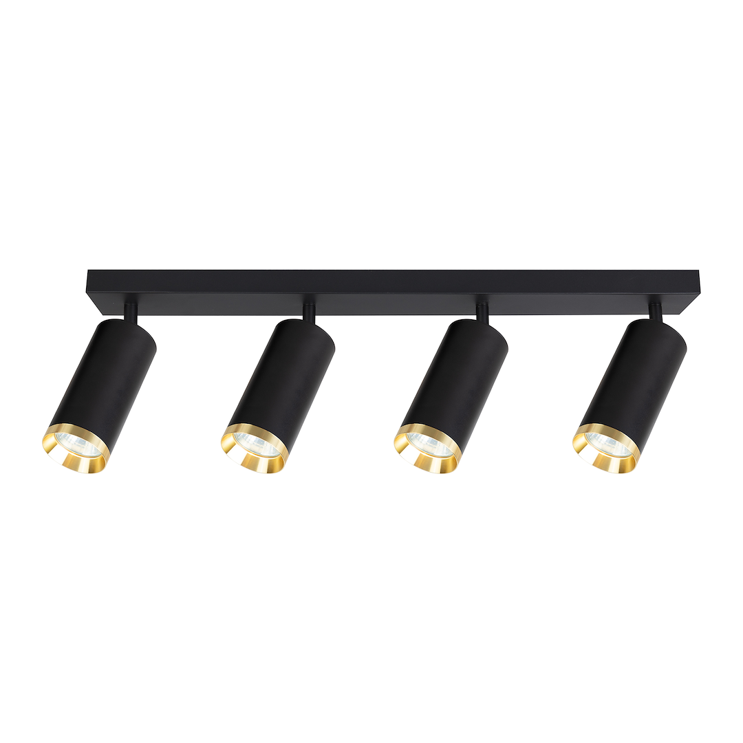 Deckenleuchte Spot / Strahler MICA Schwarz & Gold (4x GU10) - Milagro