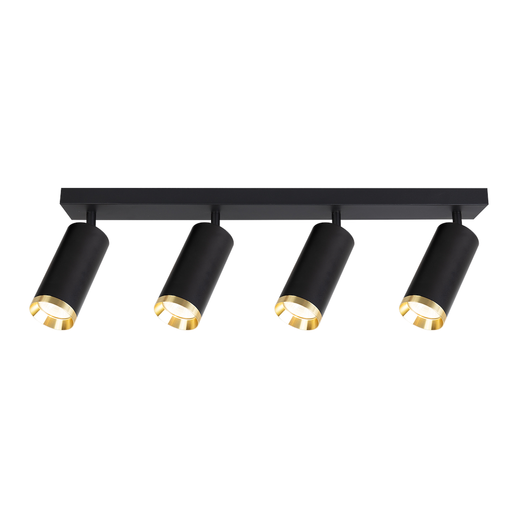 Deckenleuchte Spot / Strahler MICA Schwarz & Gold (4x GU10) - Milagro