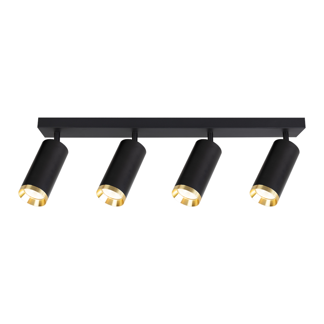 Deckenleuchte Spot / Strahler MICA Schwarz & Gold (4x GU10) - Milagro