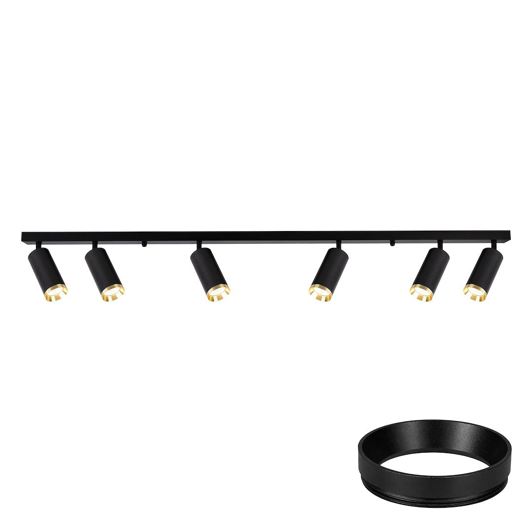 Deckenleuchte Spot / Strahler MICA Schwarz & Gold (6x GU10) - Milagro