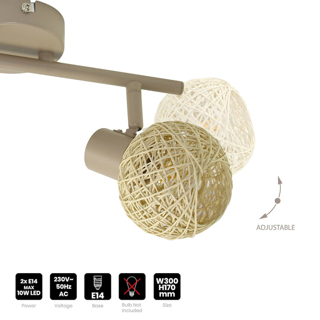 Deckenleuchte DEX (2x E14) Beige / Kaschmir - Milagro