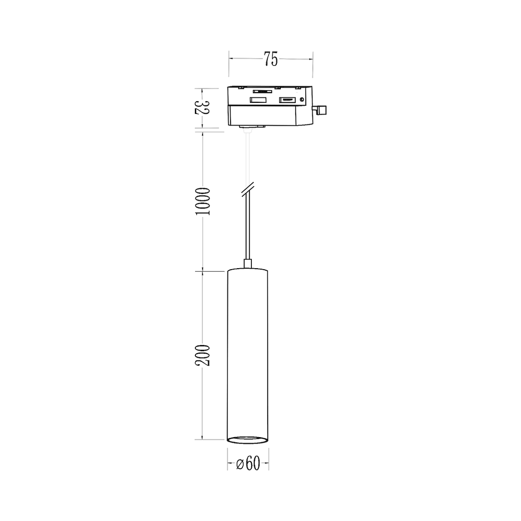 1-Phasen Decken Pendel PIPE Track Weiß (1x GU10) - Milagro