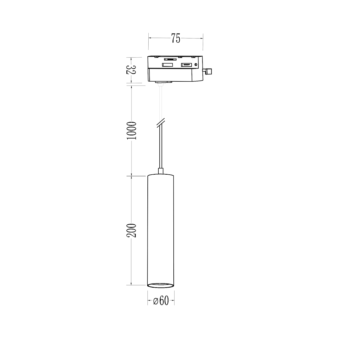 1-Phasen Decken Pendel PIPE Track Weiß (1x GU10) - Milagro