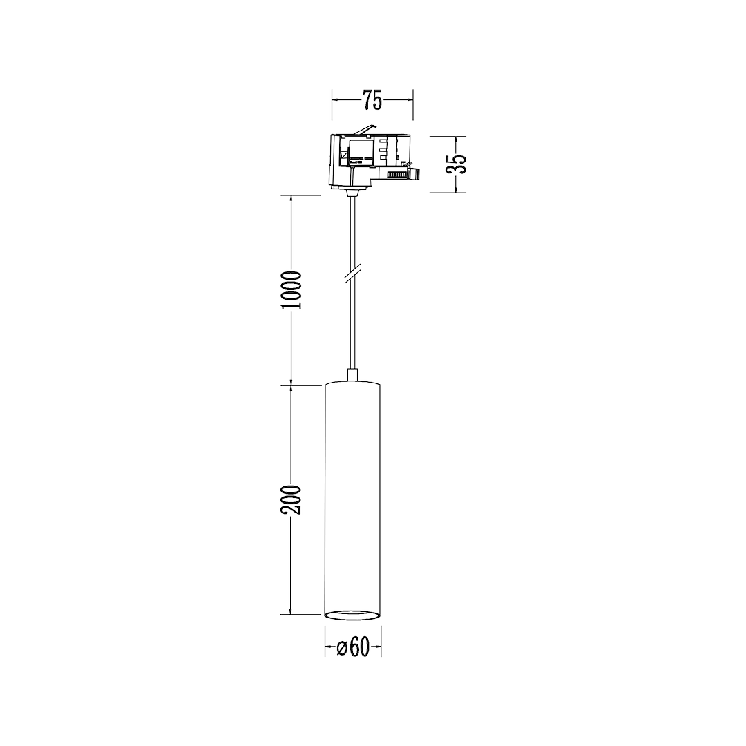 3-Phasen Decken Pendel PIPE Track Weiß (1x GU10) - Milagro