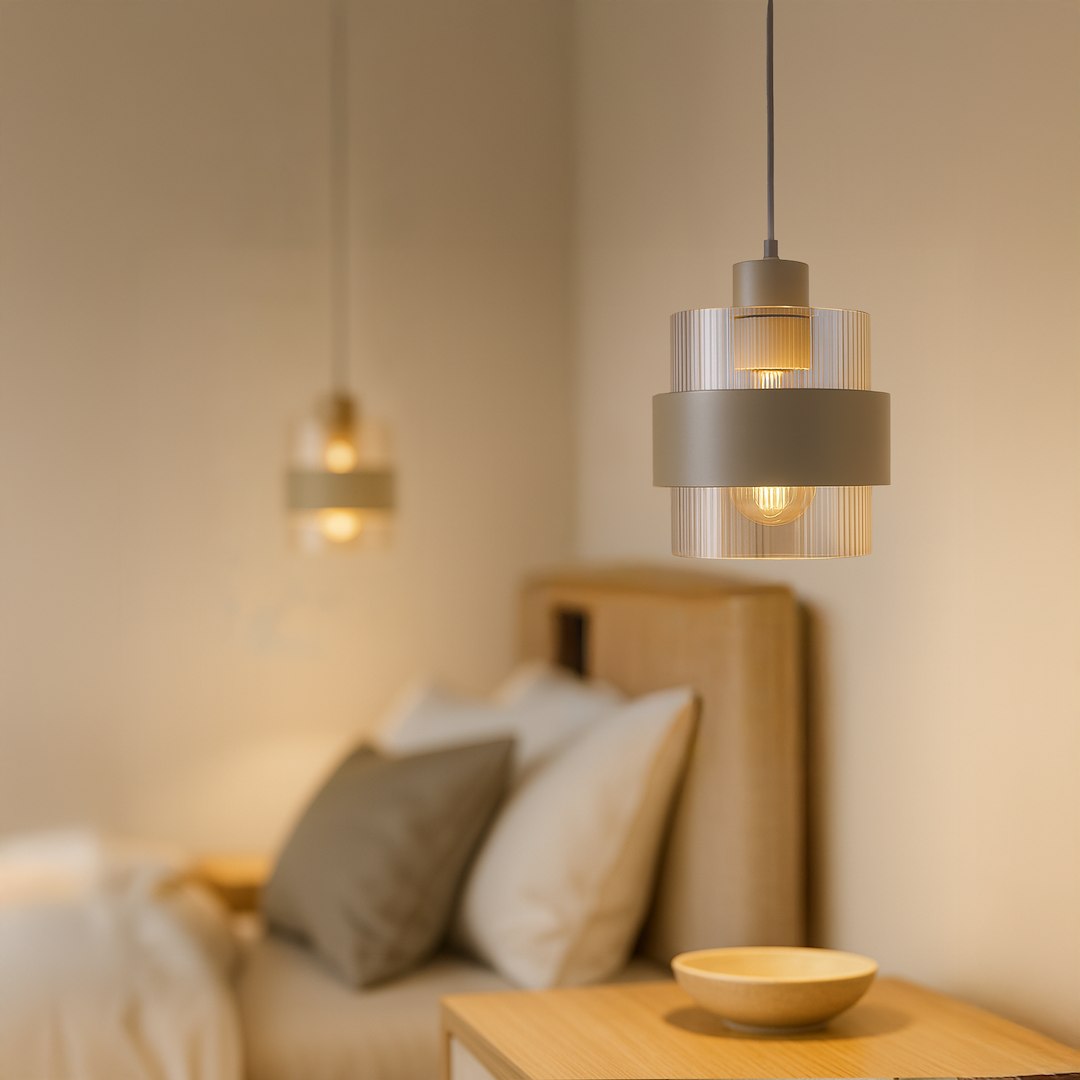 Pendelleuchte VALENTINO Beige & Glas (1x E27) - Milagro