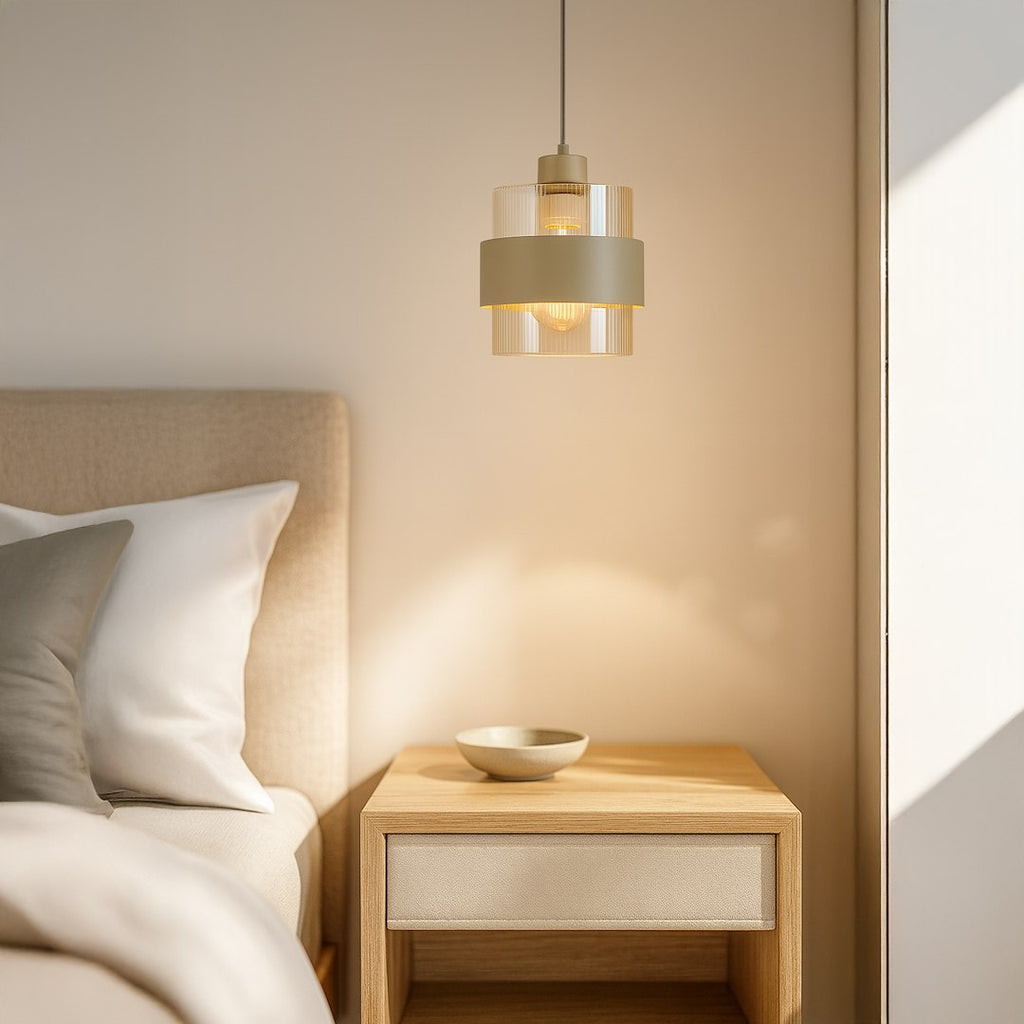 Pendelleuchte VALENTINO Beige & Glas (1x E27) - Milagro