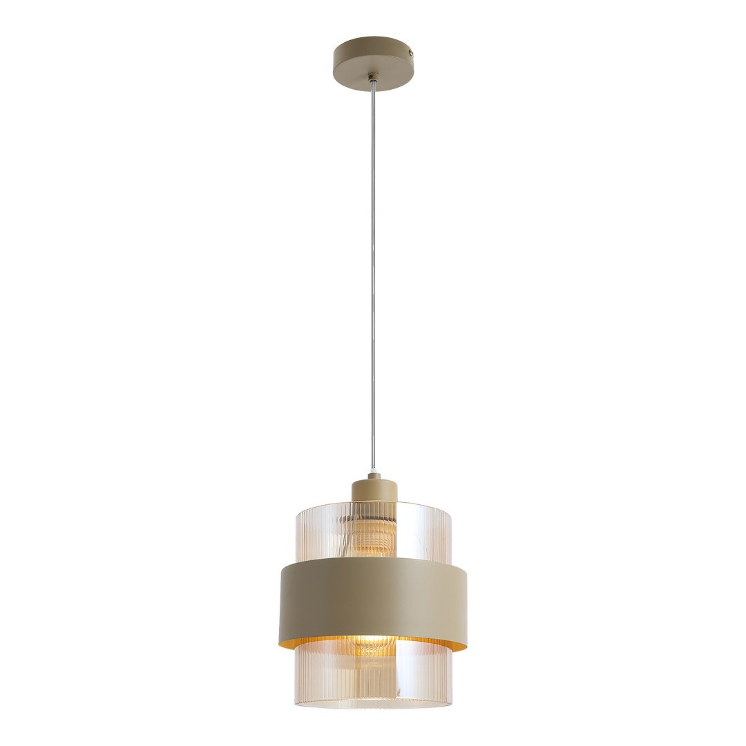 Pendelleuchte VALENTINO Beige & Glas (1x E27) - Milagro