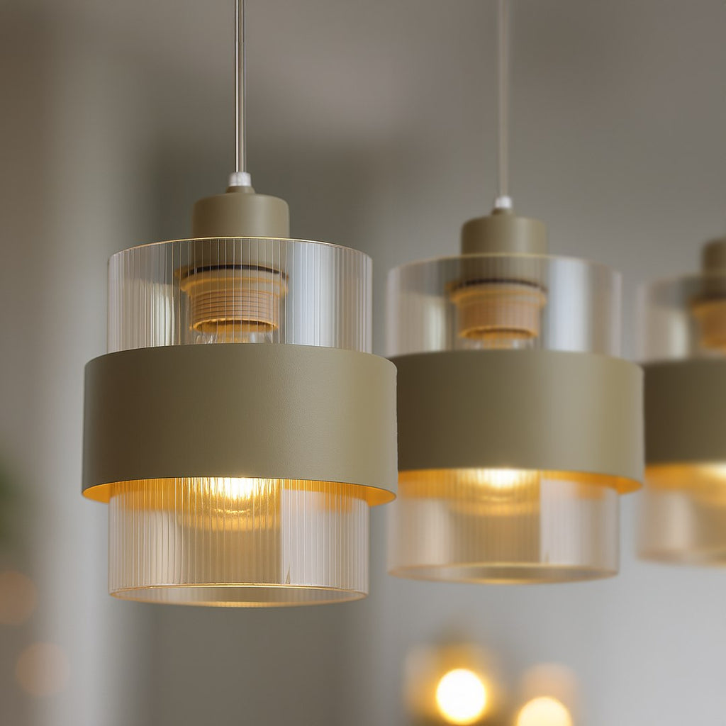 Pendelleuchte VALENTINO Beige & Glas (3x E27) - Milagro