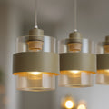 Pendelleuchte VALENTINO Beige & Glas (3x E27) - Milagro