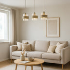 Pendelleuchte VALENTINO Beige & Glas (3x E27) - Milagro