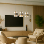 Pendelleuchte VALENTINO Beige & Glas (3x E27) - Milagro