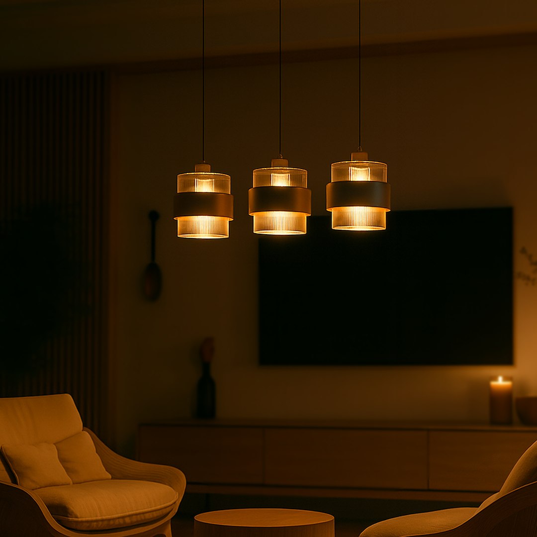 Pendelleuchte VALENTINO Beige & Glas (3x E27) - Milagro