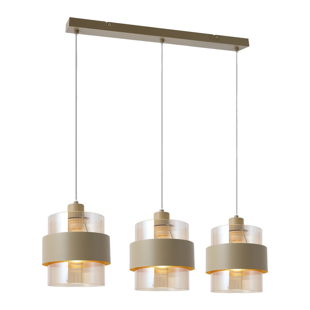 Pendelleuchte VALENTINO Beige & Glas (3x E27) - Milagro
