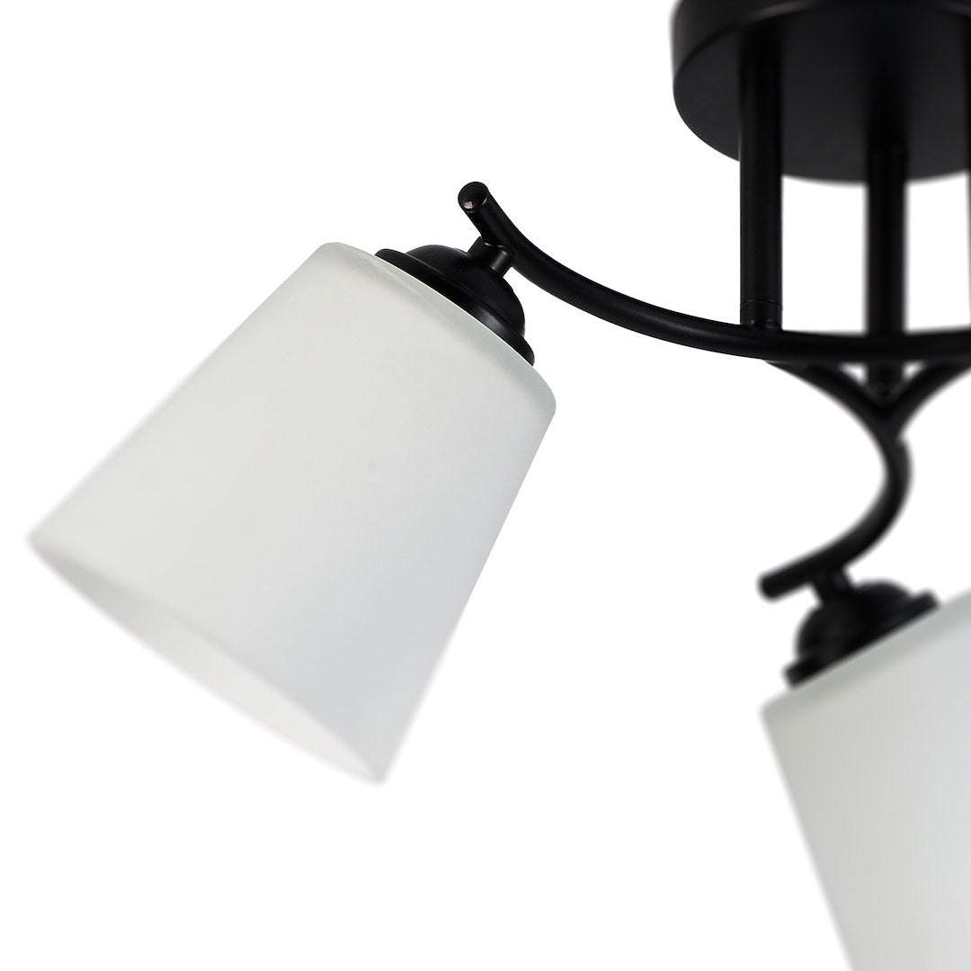 Deckenleuchte Spot Balken PAFOS Schwarz & Glas satiniert (3x E27) - Milagro