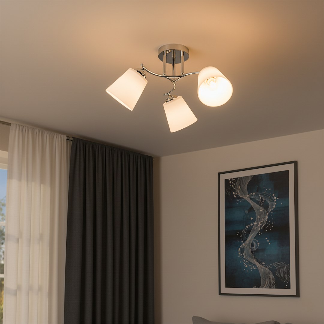 Deckenleuchte Spot Balken PAFOS (3x E27) Chrom & Glas satiniert - Milagro