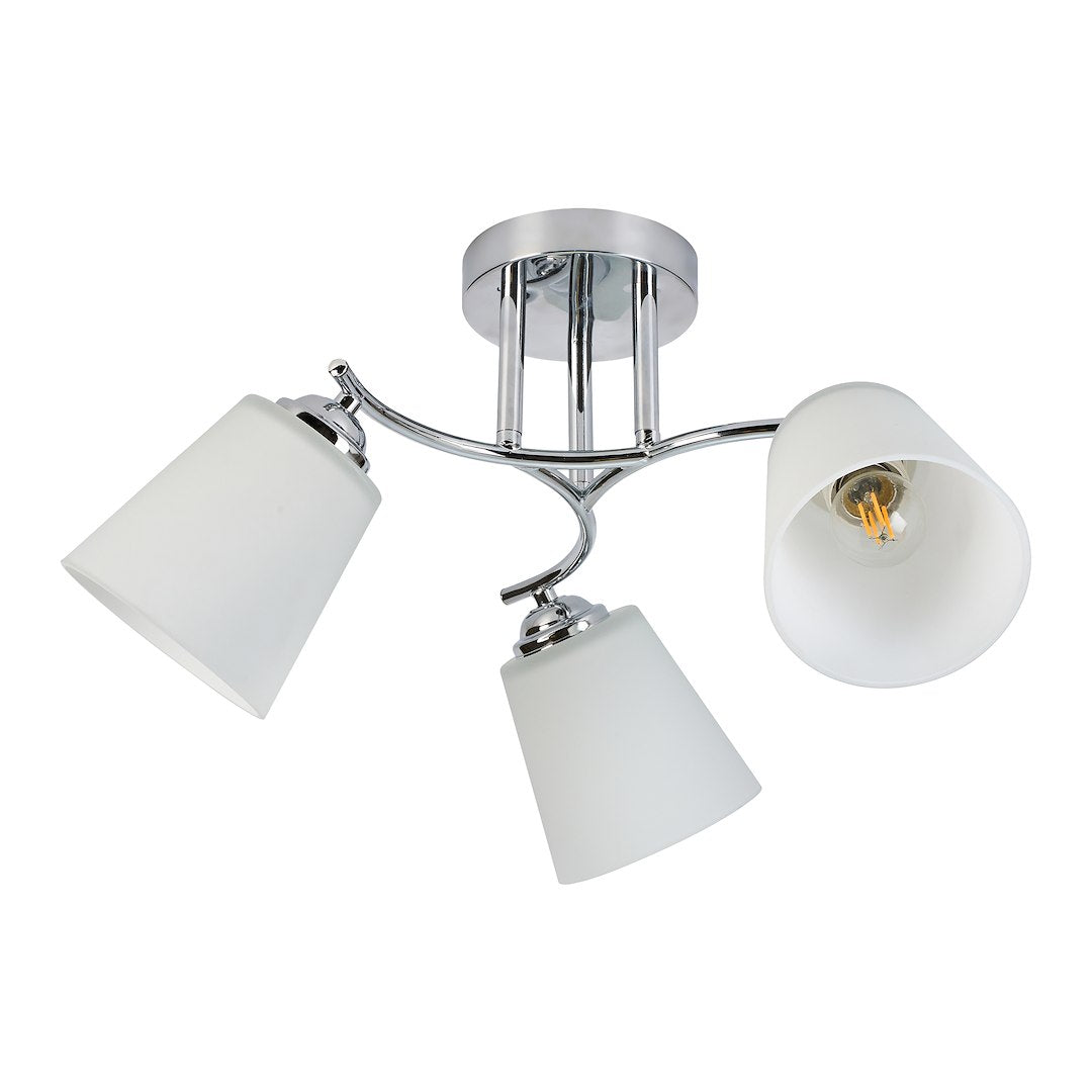 Deckenleuchte Spot Balken PAFOS (3x E27) Chrom & Glas satiniert - Milagro