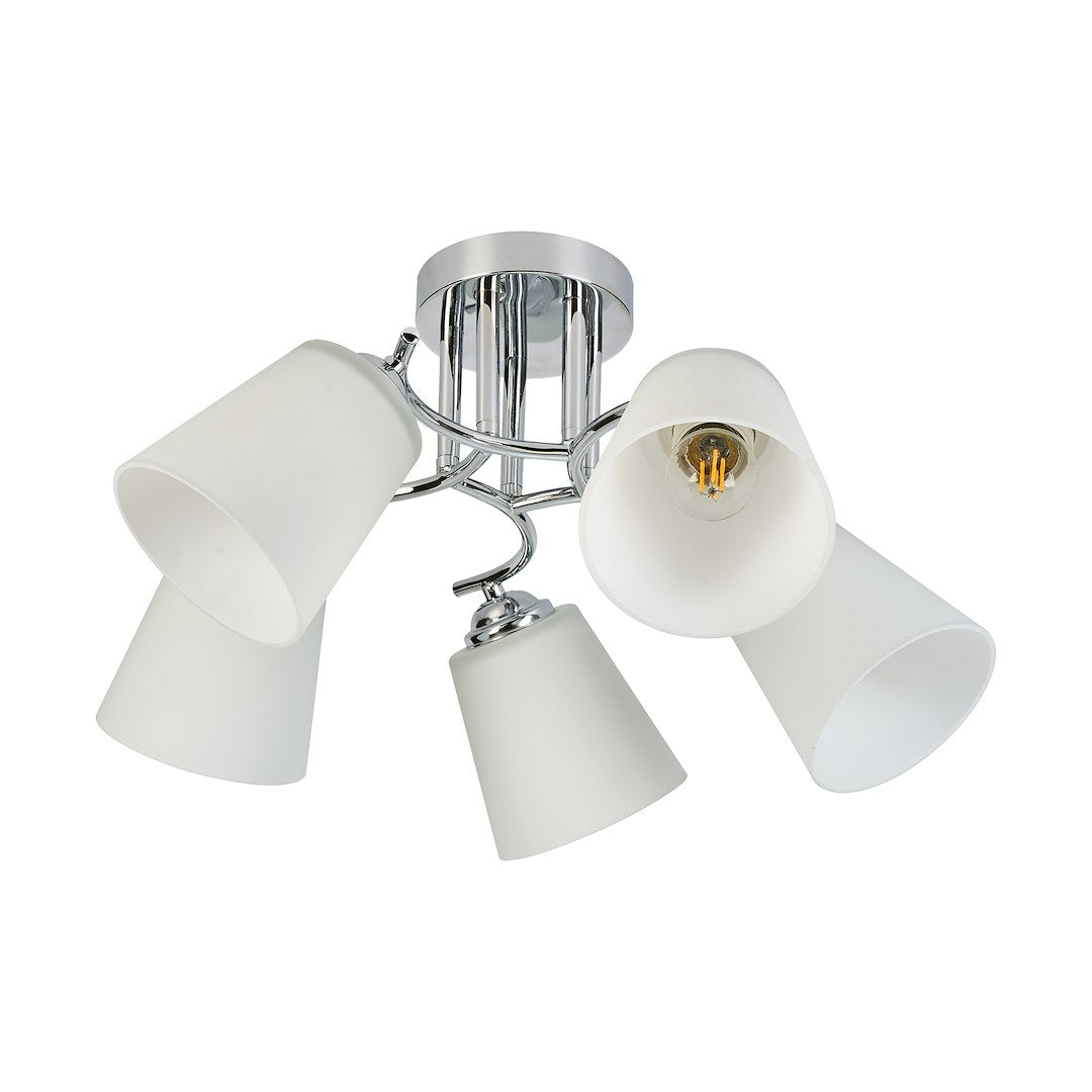Deckenleuchte Spot Balken PAFOS (5x E27) Chrom & Glas satiniert - Milagro